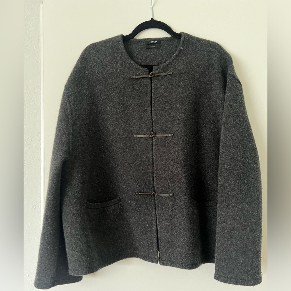Massimo Dutti Charcoal Knit Jacket with Toggle Button Closure - Picture 2 of 5